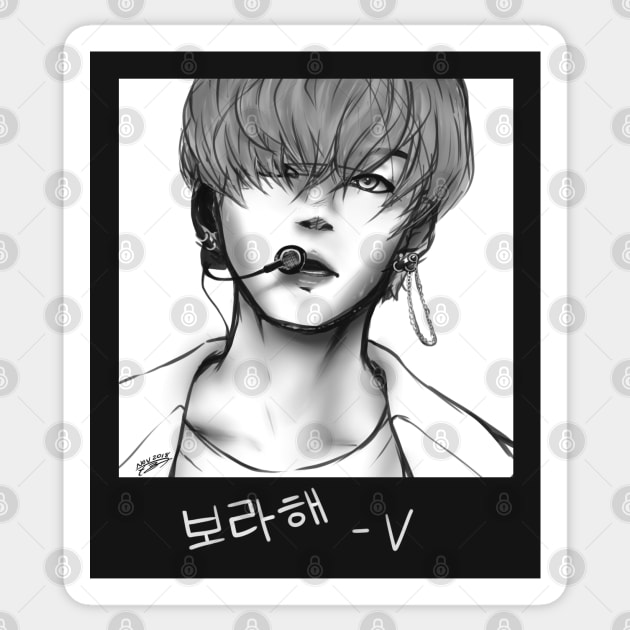 BTS - V gray scale portriat Sticker by little_black_rabbit